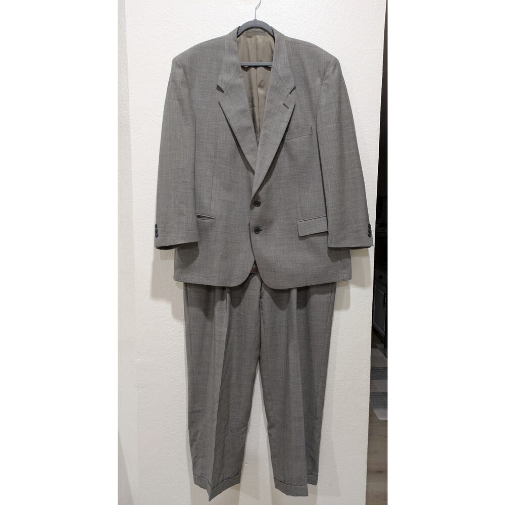 Givenchy Monsieur Suit 2 Piece Gray 100% Wool Blazer Men's XL‎ Jacket Pants 42"